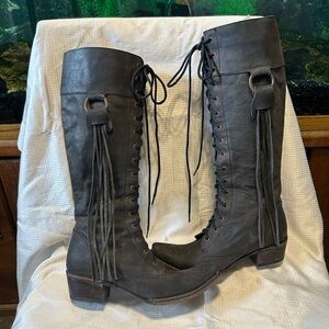 Junk Gypsy by Lane Trailblazer Tall Lace Up Boot Ash Black size 8 women